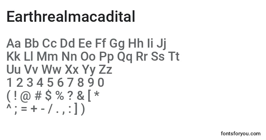 Schriftart Earthrealmacadital – Alphabet, Zahlen, spezielle Symbole