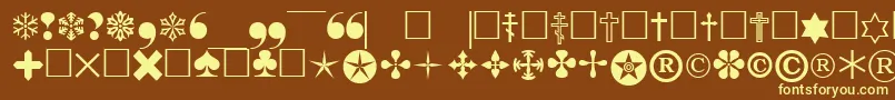 Pigraphbtt-fontti – keltaiset fontit ruskealla taustalla