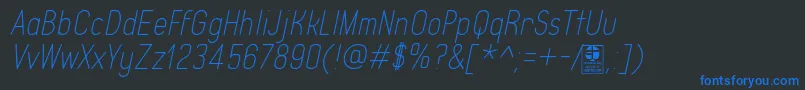 フォントTypoQuikThinItalicDemo – 黒い背景に青い文字