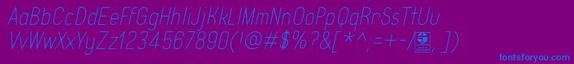 TypoQuikThinItalicDemo Font – Blue Fonts on Purple Background