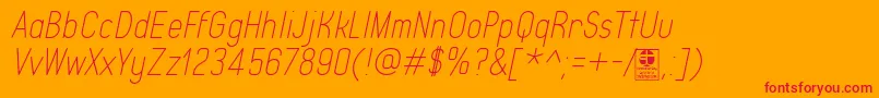 TypoQuikThinItalicDemo Font – Red Fonts on Orange Background