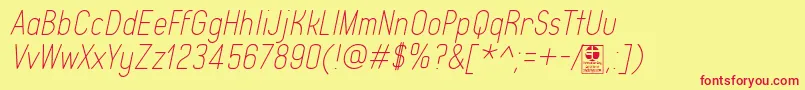 TypoQuikThinItalicDemo Font – Red Fonts on Yellow Background