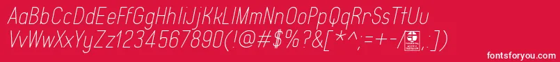 TypoQuikThinItalicDemo Font – White Fonts on Red Background