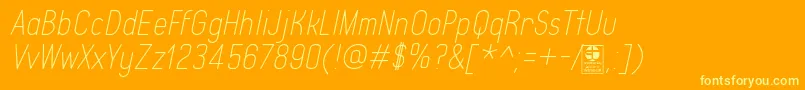 TypoQuikThinItalicDemo Font – Yellow Fonts on Orange Background