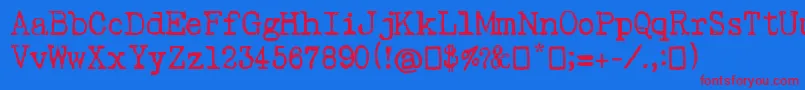 Psacstroj Font – Red Fonts on Blue Background
