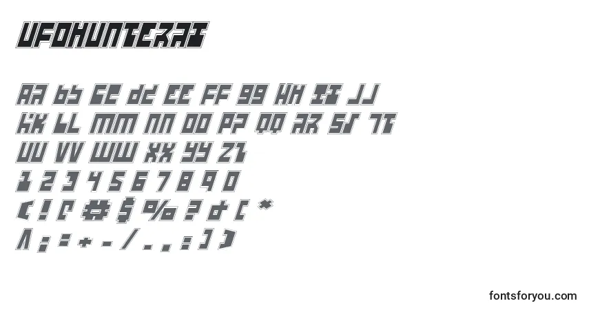 Schriftart Ufohunterai – Alphabet, Zahlen, spezielle Symbole