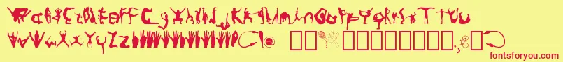Silhoutte-Schriftart – Rote Schriften auf gelbem Hintergrund