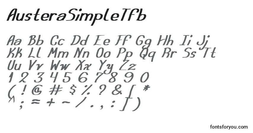 A fonte AusteraSimpleTfb – alfabeto, números, caracteres especiais