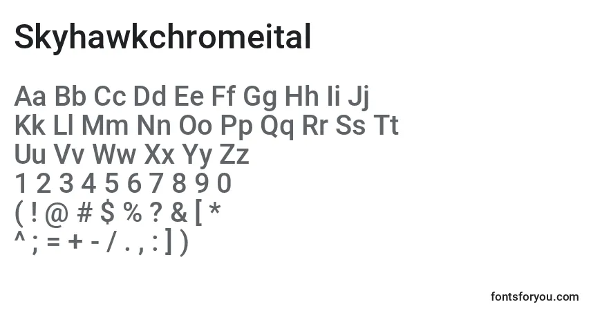 A fonte Skyhawkchromeital – alfabeto, números, caracteres especiais