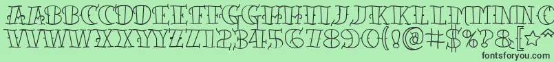 Tattooletteringopen Font – Black Fonts on Green Background