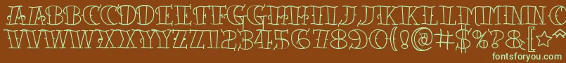 Tattooletteringopen Font – Green Fonts on Brown Background