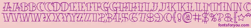 Tattooletteringopen-Schriftart – Violette Schriften auf rosa Hintergrund