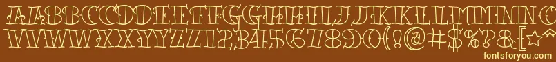 Tattooletteringopen Font – Yellow Fonts on Brown Background