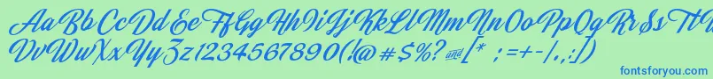 JasmineAndGreentea Font – Blue Fonts on Green Background