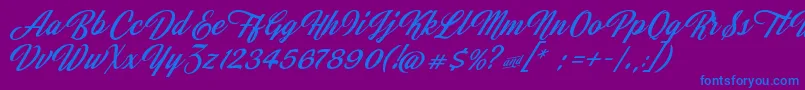 JasmineAndGreentea Font – Blue Fonts on Purple Background
