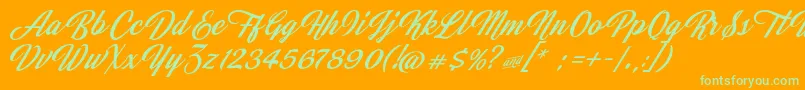 JasmineAndGreentea Font – Green Fonts on Orange Background