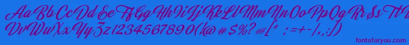 JasmineAndGreentea Font – Purple Fonts on Blue Background
