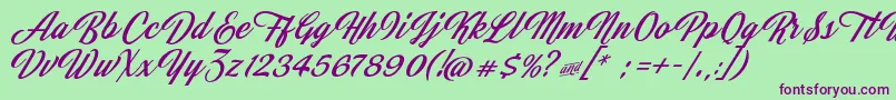 JasmineAndGreentea Font – Purple Fonts on Green Background