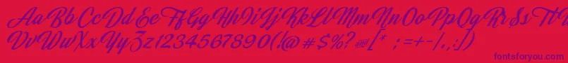 JasmineAndGreentea Font – Purple Fonts on Red Background