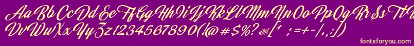JasmineAndGreentea Font – Yellow Fonts on Purple Background