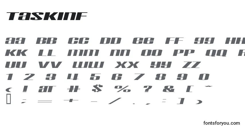Czcionka TaskInf – alfabet, cyfry, specjalne znaki