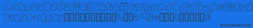 Fonte Spanky20SecondVersion – fontes pretas em um fundo azul
