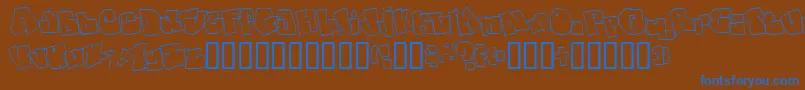 Czcionka Spanky20SecondVersion – niebieskie czcionki na brązowym tle