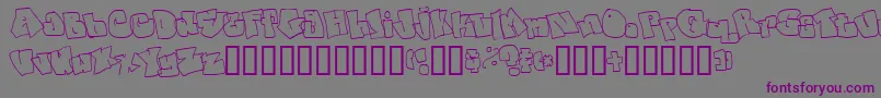 Czcionka Spanky20SecondVersion – fioletowe czcionki na szarym tle