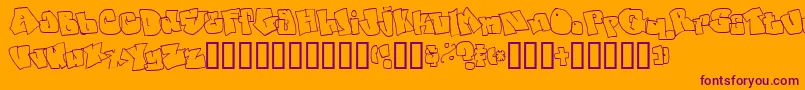 Spanky20SecondVersion-Schriftart – Violette Schriften auf orangefarbenem Hintergrund