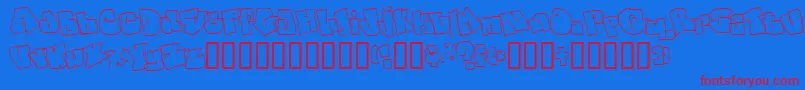 Spanky20SecondVersion-Schriftart – Rote Schriften auf blauem Hintergrund