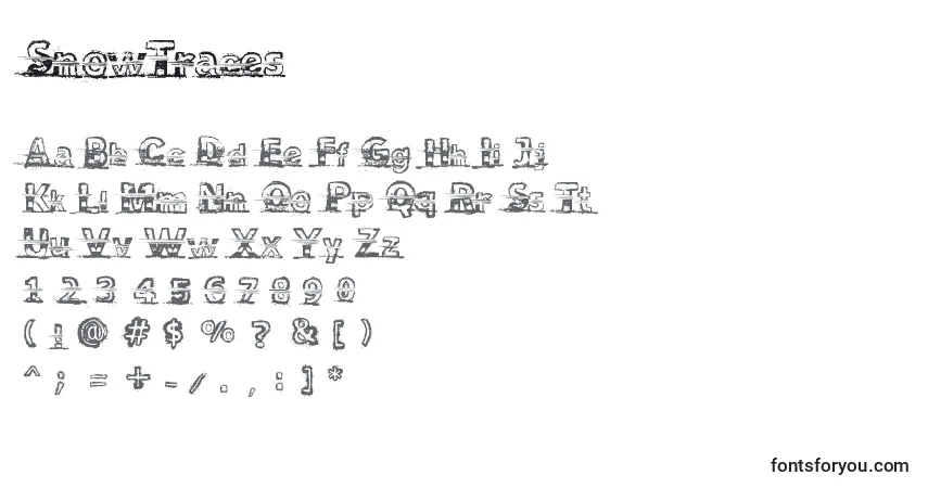 Czcionka SnowTraces – alfabet, cyfry, specjalne znaki