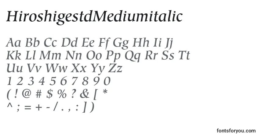 Fuente HiroshigestdMediumitalic - alfabeto, números, caracteres especiales