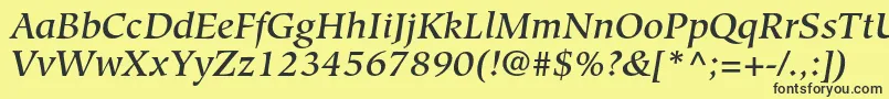 Czcionka HiroshigestdMediumitalic – czarne czcionki na żółtym tle