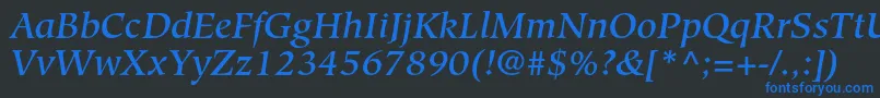 HiroshigestdMediumitalic Font – Blue Fonts on Black Background