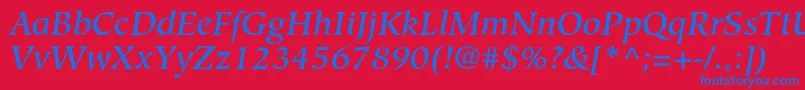 HiroshigestdMediumitalic Font – Blue Fonts on Red Background