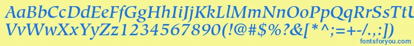 Police HiroshigestdMediumitalic – polices bleues sur fond jaune