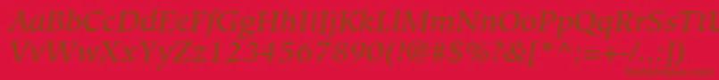 Fonte HiroshigestdMediumitalic – fontes marrons em um fundo vermelho