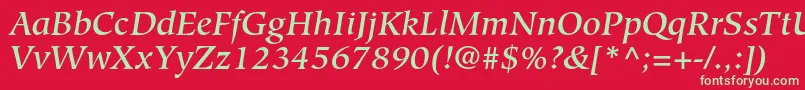 HiroshigestdMediumitalic-Schriftart – Grüne Schriften auf rotem Hintergrund