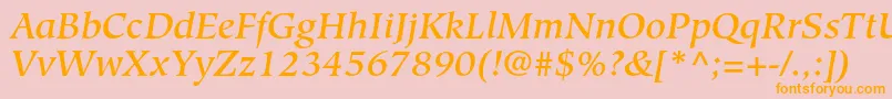 HiroshigestdMediumitalic-fontti – oranssit fontit vaaleanpunaisella taustalla