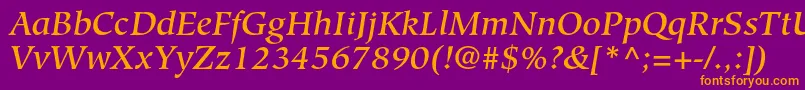 フォントHiroshigestdMediumitalic – 紫色の背景にオレンジのフォント