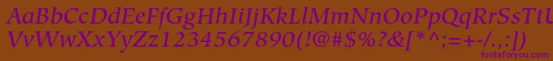 HiroshigestdMediumitalic Font – Purple Fonts on Brown Background