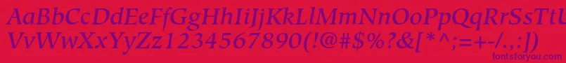 HiroshigestdMediumitalic Font – Purple Fonts on Red Background