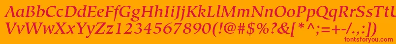 Шрифт HiroshigestdMediumitalic – красные шрифты на оранжевом фоне