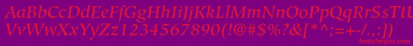 HiroshigestdMediumitalic-fontti – punaiset fontit violetilla taustalla