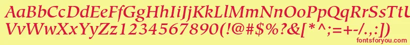 HiroshigestdMediumitalic Font – Red Fonts on Yellow Background