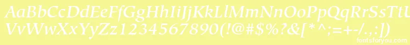 HiroshigestdMediumitalic-fontti – valkoiset fontit keltaisella taustalla