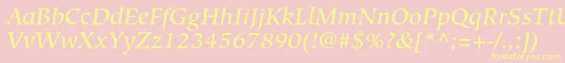 HiroshigestdMediumitalic Font – Yellow Fonts on Pink Background