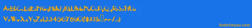 フォントOntheleft – オレンジ色の文字が青い背景にあります。