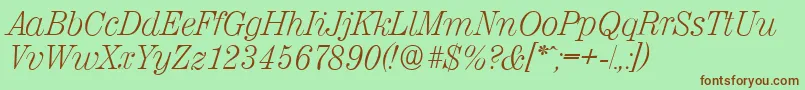 ValenciaserialXlightItalic Font – Brown Fonts on Green Background