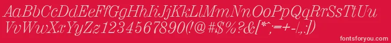 フォントValenciaserialXlightItalic – 赤い背景にピンクのフォント
